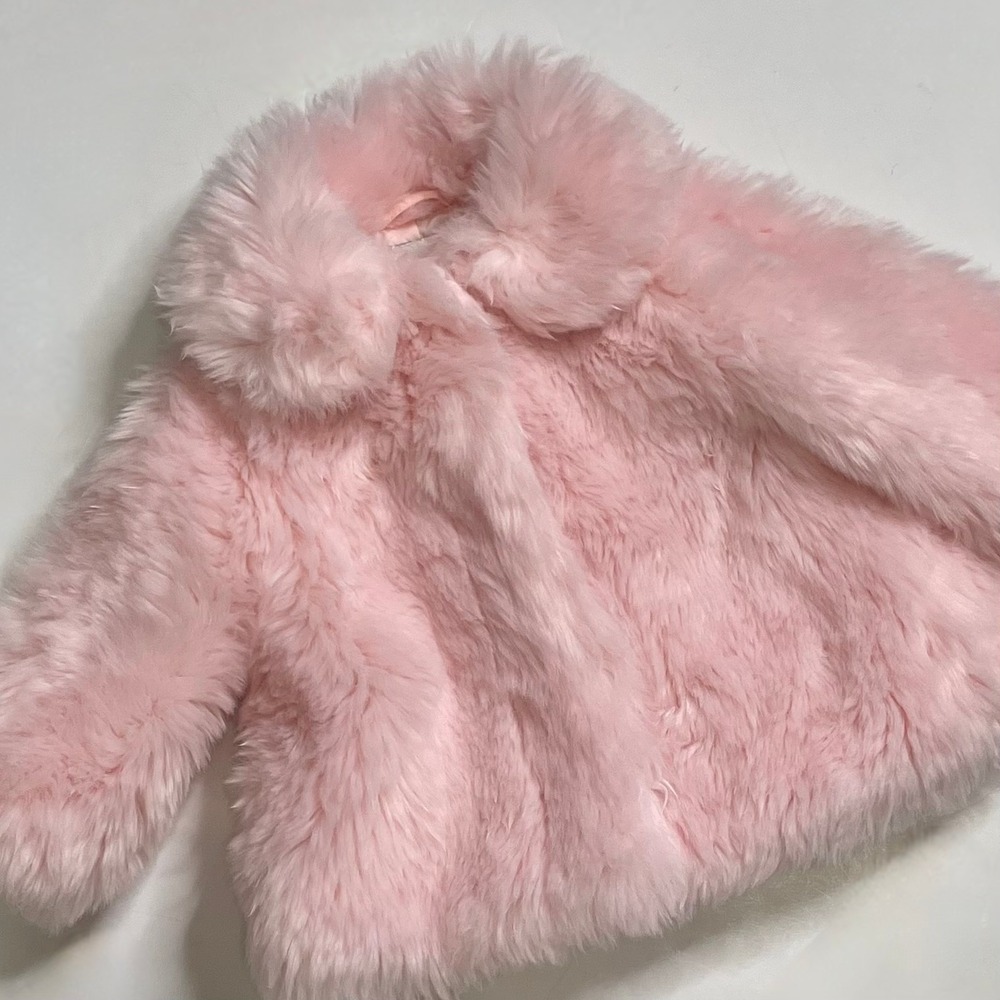 Girls JANIE AND JACK Pink Faux Fur Coat The Flute Line‎ 2020 12-18 Months - Picture 4 of 13